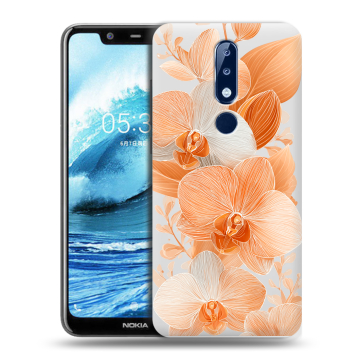 Силиконовый чехол на Nokia 5.1 Plus с принтом Бежевые цветы