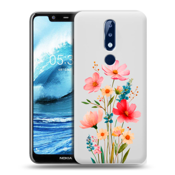 Силиконовый чехол на Nokia 5.1 Plus с принтом Цветы
