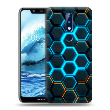 Силиконовый чехол на Nokia 5.1 Plus с принтом Неоновые соты