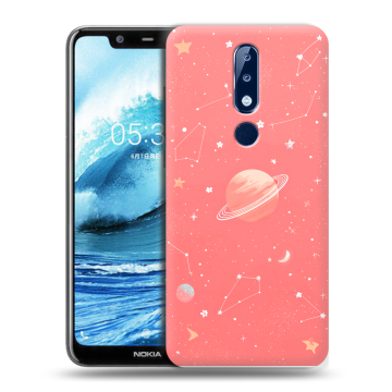 Силиконовый чехол на Nokia 5.1 Plus с принтом Розовый космос