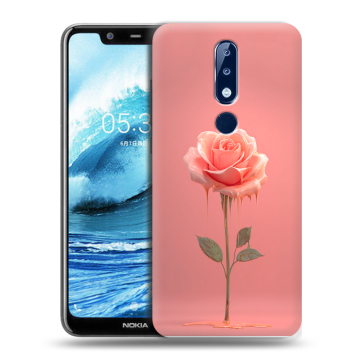 Силиконовый чехол на Nokia 5.1 Plus с принтом Розовая роза