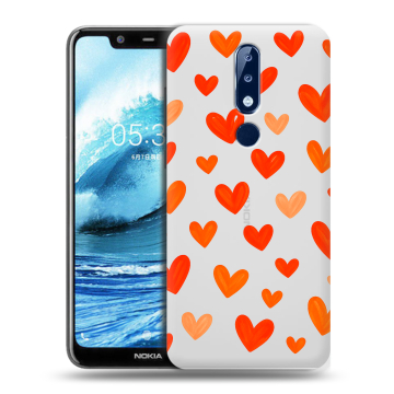 Силиконовый чехол на Nokia 5.1 Plus с принтом Сердечки