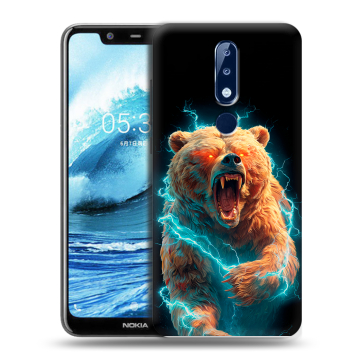 Силиконовый чехол на Nokia 5.1 Plus с принтом Медведь