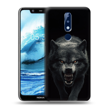 Силиконовый чехол на Nokia 5.1 Plus с принтом Волк Силиконовый чехол на Nokia 5.1 Plus с принтом Волк