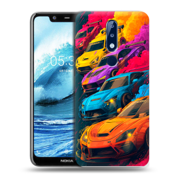 Силиконовый чехол на Nokia 5.1 Plus с принтом Тачки