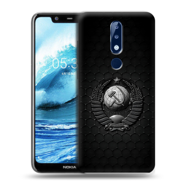 Силиконовый чехол на Nokia 5.1 Plus с принтом Герб Флаг СССР Силиконовый чехол на Nokia 5.1 Plus с принтом Герб Флаг СССР