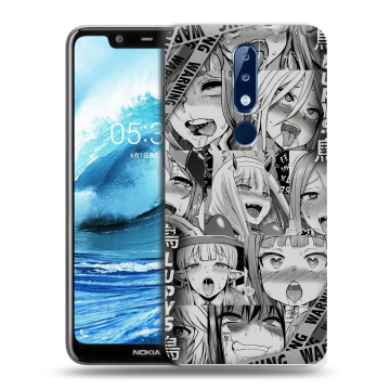 Силиконовый чехол на Nokia 5.1 Plus с принтом Ahegao Ахегао Аниме