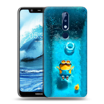 Силиконовый чехол на Nokia 5.1 Plus с принтом Миньоны Силиконовый чехол на Nokia 5.1 Plus с принтом Миньоны
