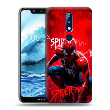 Силиконовый чехол на Nokia 5.1 Plus с принтом Spiderman Человек паук Силиконовый чехол на Nokia 5.1 Plus с принтом Spiderman Человек паук