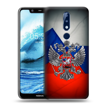 Силиконовый чехол на Nokia 5.1 Plus с принтом Флаг России Силиконовый чехол на Nokia 5.1 Plus с принтом Флаг России