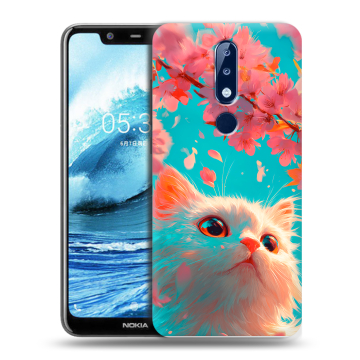 Силиконовый чехол на Nokia 5.1 Plus с принтом Красивый кот