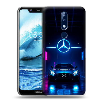 Силиконовый чехол на Nokia 5.1 Plus с принтом Mercedes Мерседес Силиконовый чехол на Nokia 5.1 Plus с принтом Mercedes Мерседес