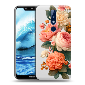 Силиконовый чехол на Nokia 5.1 Plus с принтом цветы