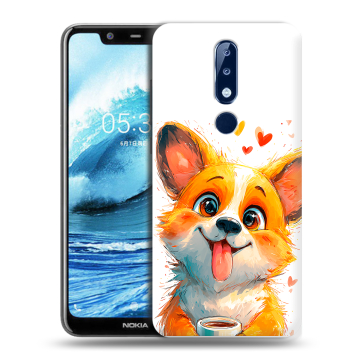 Силиконовый чехол на Nokia 5.1 Plus с принтом корги Силиконовый чехол на Nokia 5.1 Plus с принтом корги
