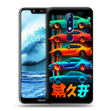 Силиконовый чехол на Nokia 5.1 Plus с принтом машины тачки