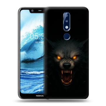 Силиконовый чехол на Nokia 5.1 Plus с принтом Волк