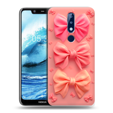 Силиконовый чехол на Nokia 5.1 Plus с принтом Розовые бантики Силиконовый чехол на Nokia 5.1 Plus с принтом Розовые бантики