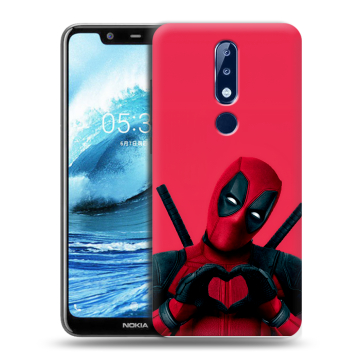 Силиконовый чехол на Nokia 5.1 Plus с принтом Дедпул Deadpool Силиконовый чехол на Nokia 5.1 Plus с принтом Дедпул Deadpool
