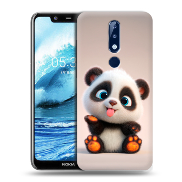 Силиконовый чехол на Nokia 5.1 Plus с принтом милая панда Силиконовый чехол на Nokia 5.1 Plus с принтом милая панда