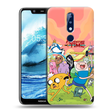 Силиконовый чехол на Nokia 5.1 Plus с принтом Adventure time Время приключений
