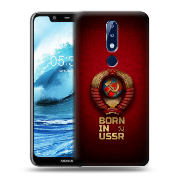 Силиконовый чехол на Nokia 5.1 Plus с принтом Флаг Герб СССР
