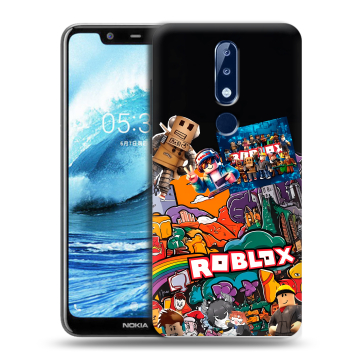 Силиконовый чехол на Nokia 5.1 Plus с принтом Roblox Роблокс Силиконовый чехол на Nokia 5.1 Plus с принтом Roblox Роблокс