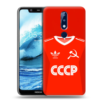 Силиконовый чехол на Nokia 5.1 Plus с принтом Флаг Герб СССР