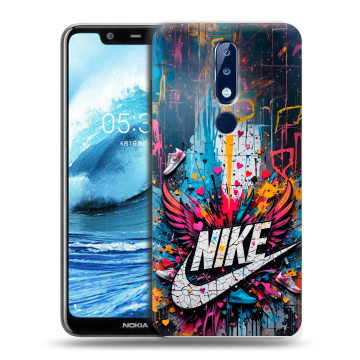 Силиконовый чехол на Nokia 5.1 Plus с принтом Nike Найк Силиконовый чехол на Nokia 5.1 Plus с принтом Nike Найк
