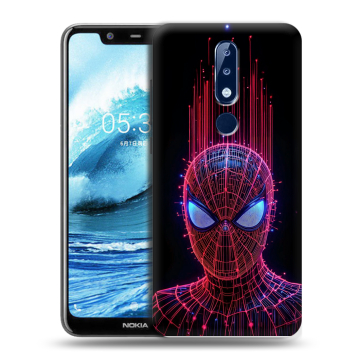 Силиконовый чехол на Nokia 5.1 Plus с принтом Spiderman Человек паук Силиконовый чехол на Nokia 5.1 Plus с принтом Spiderman Человек паук