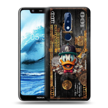 Силиконовый чехол на Nokia 5.1 Plus с принтом Дональд Дак Доллар Силиконовый чехол на Nokia 5.1 Plus с принтом Дональд Дак Доллар