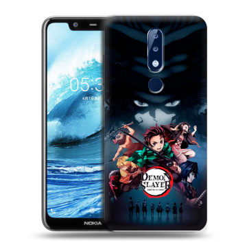 Силиконовый чехол на Nokia 5.1 Plus с принтом Demon Slayer Клинок рассекающий демонов Силиконовый чехол на Nokia 5.1 Plus с принтом Demon Slayer Клинок рассекающий демонов