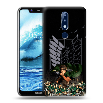 Силиконовый чехол на Nokia 5.1 Plus с принтом Атака титанов Силиконовый чехол на Nokia 5.1 Plus с принтом Атака титанов