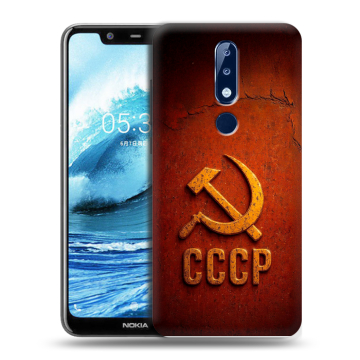 Силиконовый чехол на Nokia 5.1 Plus с принтом Флаг Герб СССР Силиконовый чехол на Nokia 5.1 Plus с принтом Флаг Герб СССР