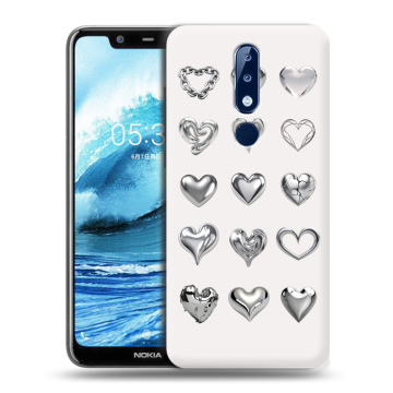 Силиконовый чехол на Nokia 5.1 Plus с принтом Y2K сердечки Силиконовый чехол на Nokia 5.1 Plus с принтом Y2K сердечки