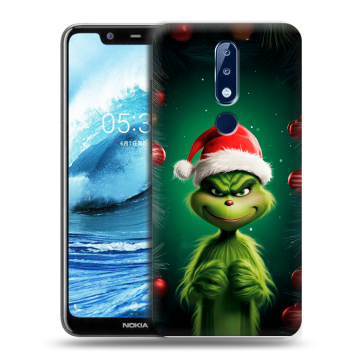 Силиконовый чехол на Nokia 5.1 Plus с принтом Гринч Новый год Рождество