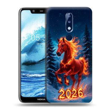 Силиконовый чехол на Nokia 5.1 Plus с принтом Новый год коня