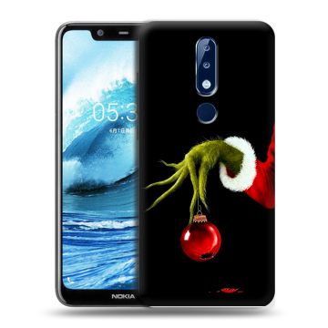 Силиконовый чехол на Nokia 5.1 Plus с принтом Новый год Гринч