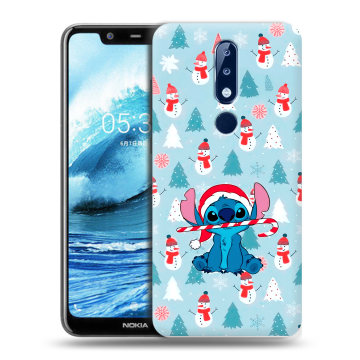 Силиконовый чехол на Nokia 5.1 Plus с принтом Стич Новый год