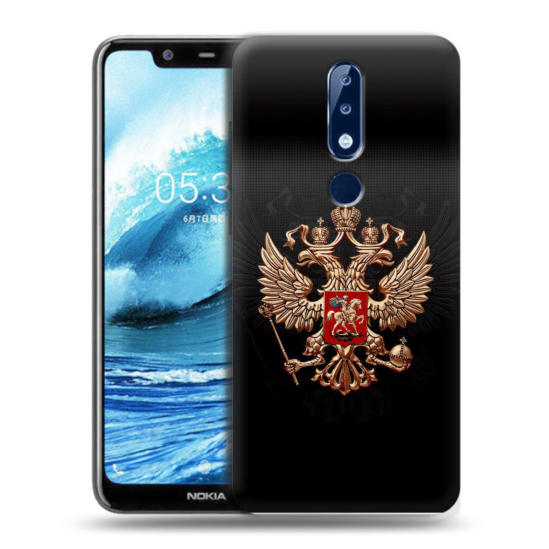 Силиконовый противоударный чехол на Nokia 5.1 Plus с принтом Герб России Силиконовый противоударный чехол на Nokia 5.1 Plus с принтом Герб России
