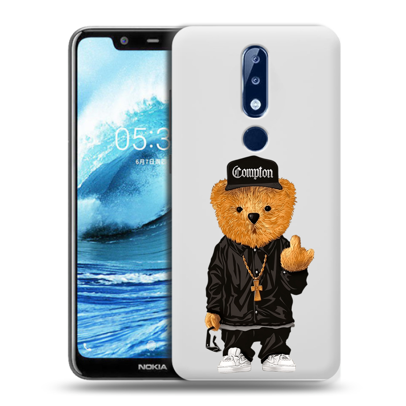 Силиконовый чехол на Nokia 5.1 Plus с принтом Мишка Силиконовый чехол на Nokia 5.1 Plus с принтом Мишка