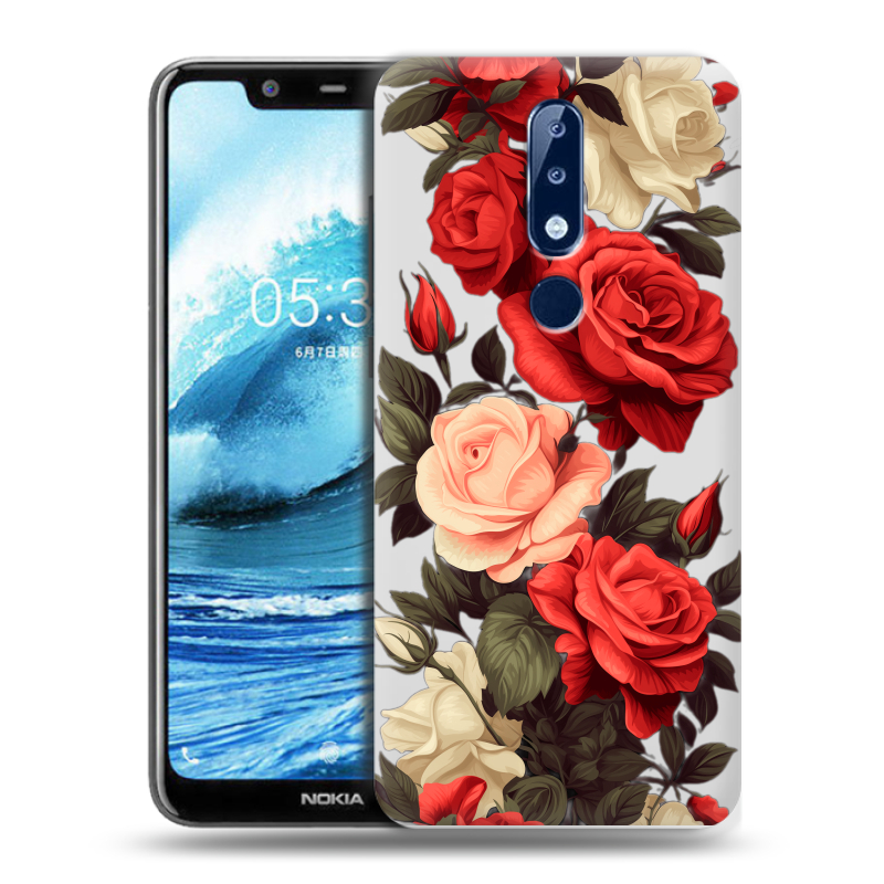 Силиконовый чехол на Nokia 5.1 Plus с принтом Розы Силиконовый чехол на Nokia 5.1 Plus с принтом Розы