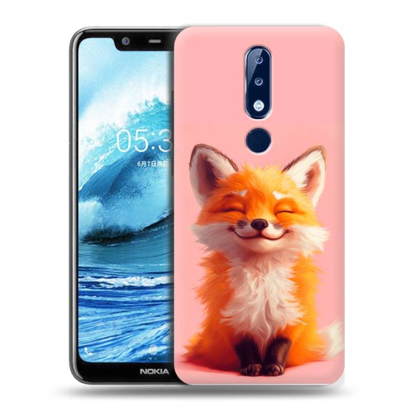 Силиконовый чехол на Nokia 5.1 Plus с принтом милая лиса Силиконовый чехол на Nokia 5.1 Plus с принтом милая лиса
