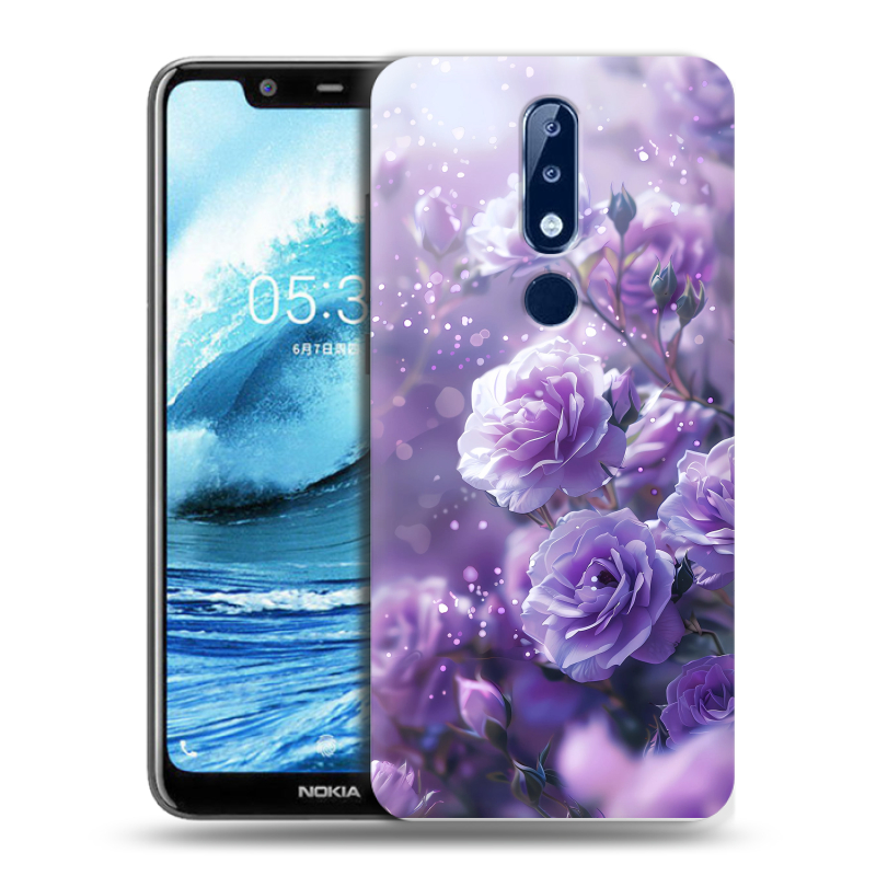Силиконовый чехол на Nokia 5.1 Plus с принтом Розы цветы Силиконовый чехол на Nokia 5.1 Plus с принтом Розы цветы