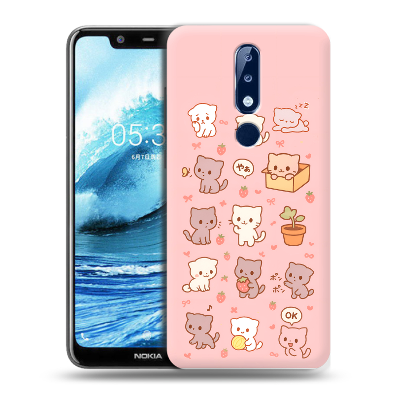 Силиконовый чехол на Nokia 5.1 Plus с принтом Hello Kitty Хелоу Кити Силиконовый чехол на Nokia 5.1 Plus с принтом Hello Kitty Хелоу Кити