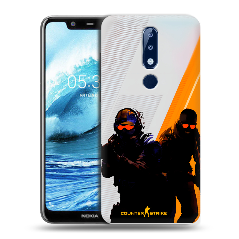 Силиконовый противоударный чехол на Nokia 5.1 Plus с принтом Контер страйк Counter strike Силиконовый противоударный чехол на Nokia 5.1 Plus с принтом Контер страйк Counter strike
