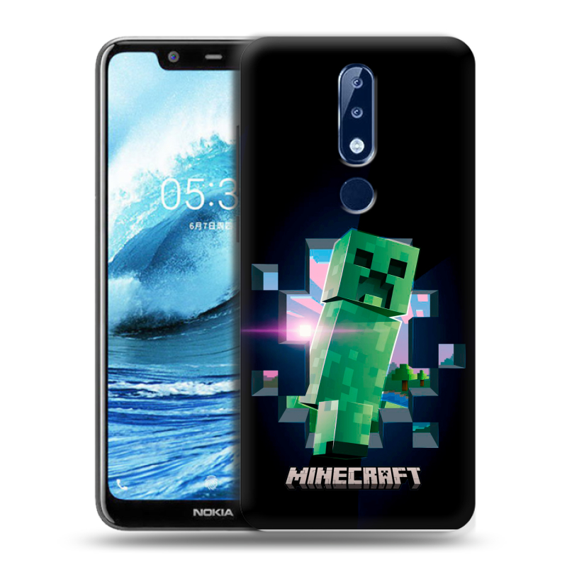 Силиконовый чехол на Nokia 5.1 Plus с принтом Майнкрафт Minecraft Силиконовый чехол на Nokia 5.1 Plus с принтом Майнкрафт Minecraft