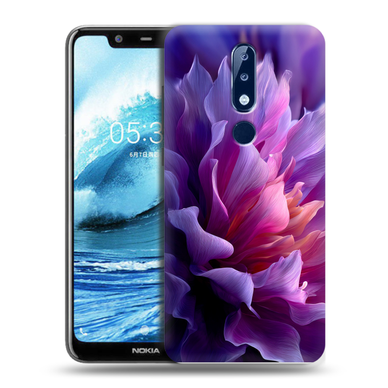Силиконовый противоударный чехол на Nokia 5.1 Plus с принтом женский цветы Силиконовый противоударный чехол на Nokia 5.1 Plus с принтом женский цветы