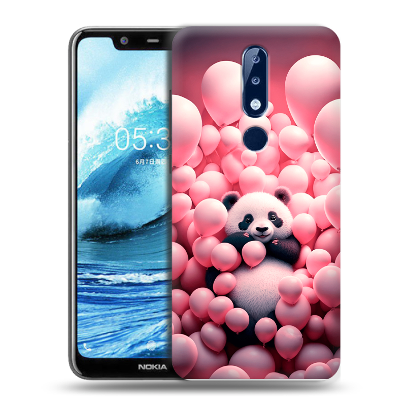 Силиконовый противоударный чехол на Nokia 5.1 Plus с принтом Панда Силиконовый противоударный чехол на Nokia 5.1 Plus с принтом Панда