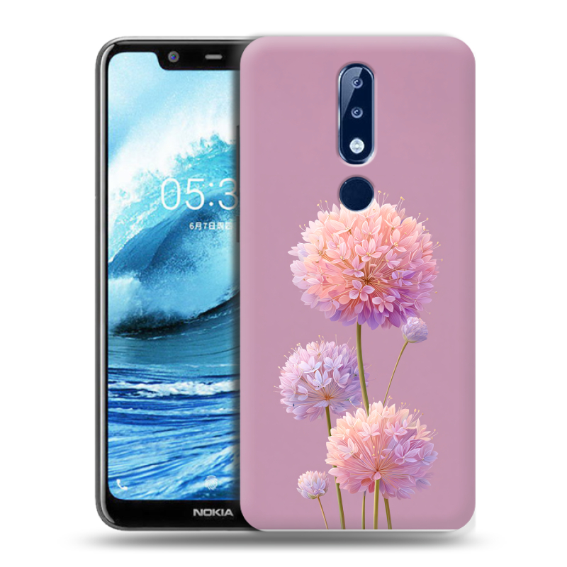 Силиконовый чехол на Nokia 5.1 Plus с принтом Цветы Силиконовый чехол на Nokia 5.1 Plus с принтом Цветы