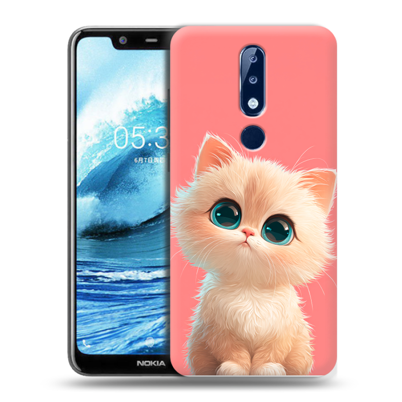 Силиконовый противоударный чехол на Nokia 5.1 Plus с принтом Розовый котенок Силиконовый противоударный чехол на Nokia 5.1 Plus с принтом Розовый котенок